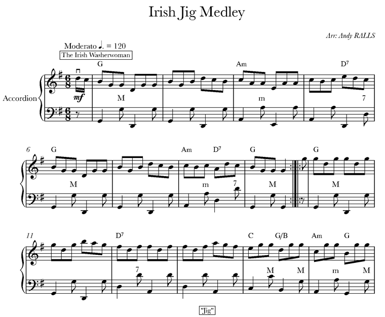 دانلود نت آکاردئون Irish Jig Medley 
